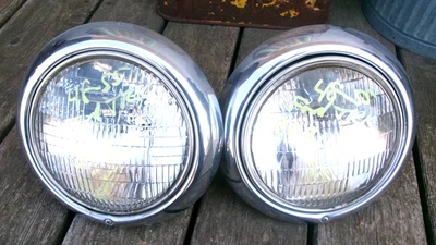 1948 1952 VINTAGE FORD PICKUP TRUCK HEADLIGHT ASSEMBLIES ORIGINAL F1 F2 F3 F4 F5 - Image 1 of 4