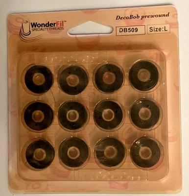 DecoBob Prewound Bobbins Size L 12ct  DB509  Dark Green WonderFil - Image 1 of 3