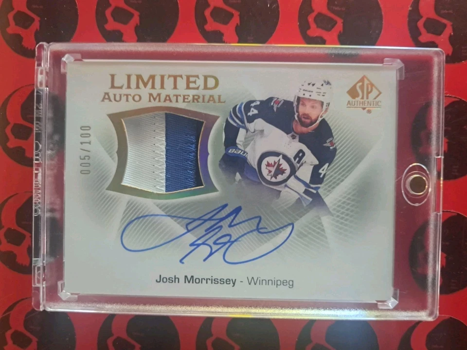 2021-22 Josh Morrissey SP Authentic/100 Limited Auto Materials Winnipeg #LAM-MO - Image 1 of 2