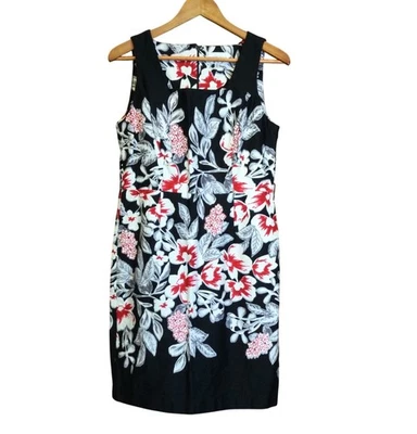 Vestido vaina Studio I para mujer floral oscuro sin mangas talla 10 negro blanco rojo Foto 1 de 4