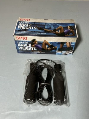 SPRI 2.5LB Pair of Ankle Weights Adjustable Neoprene Sand Filled and jump rope - Image 1 of 4