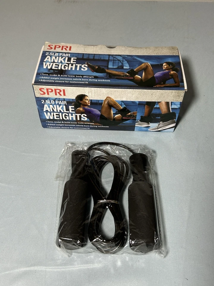 SPRI 2.5LB Pair of Ankle Weights Adjustable Neoprene Sand Filled and jump rope - Image 1 of 4