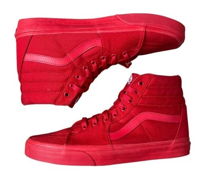 Vans Unisex Triple Red SK8-Hi Mono Canvas Shoe Sneaker  Size M 10.5 / W 12  NWT - Image 1 of 4