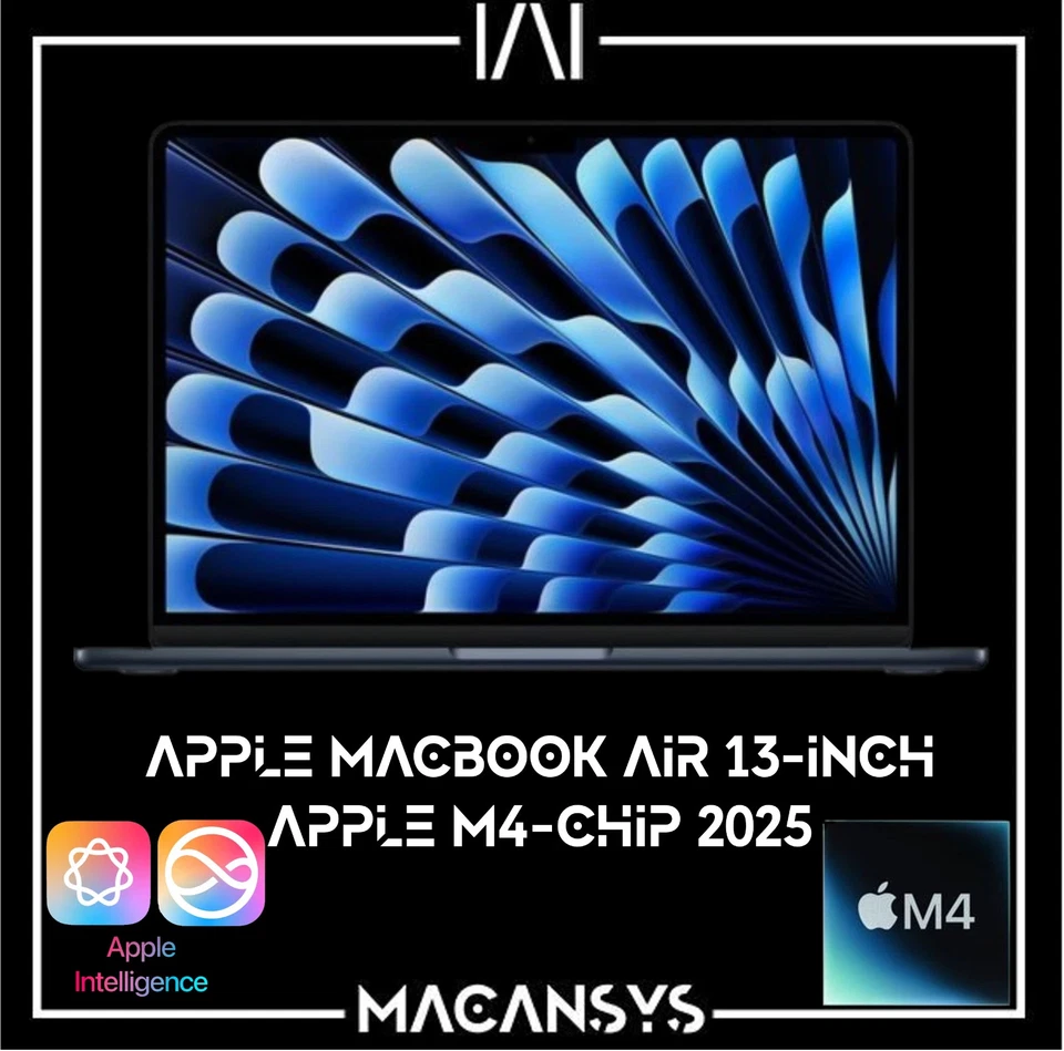 Apple MacBook Air  13Inch M4 2025 10C CPU 10C GPU 16GB  512GB  MW133B/A MidNight - Image 1 of 1