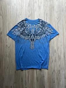 Affliction Grunge Adler Engelsflügel Hemd Herren XL blau Y2K-Stil distressed - Bild 1 von 5