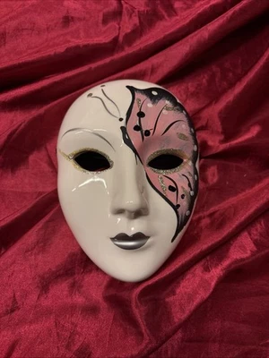 Hand Painted Decorative Ceramic Wall Mask Multicoloured - Image 1 of 4