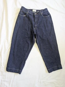 Womens Petite Eddie Bauer Dark Wash High Rise Capri Knickers Blue Jeans Sz 16W - Picture 1 of 8