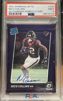 2021 Donruss Optic Rated Rookie Nico Collins Purple Stars Autograph  On Card /50 - Image 1 of 2