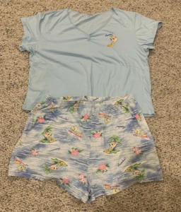 Vintage Looney Tunes Tweety Bird Short Set Pajamas Light Blue "Aloha"  Size 1XL - Picture 1 of 16