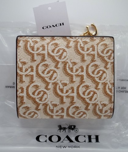 ❤ COACH Portafoglio Donna Snap Zip Carta d'identità Moneta Bif Gesso Multicolore CF522 Nuovo con etichette