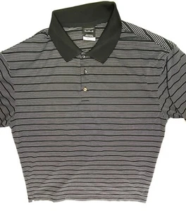 XL Nike Golf Dri-Fit Poloshirt schwarz weiß gestreift 3 Knöpfe Kurzarm Herren - Bild 1 von 7