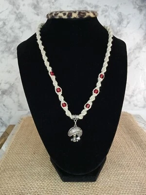 NUEVO Collar de cáñamo de setas hippie con cuentas 18 pulgadas joyería de cáñamo taburete de sapo núcleo de hadas  Foto 1 de 4