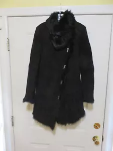 Muubaa Heneley Sheep Skin Coat w Thick Shearling Lining Black US Sz 6 Excellent! - Picture 1 of 14