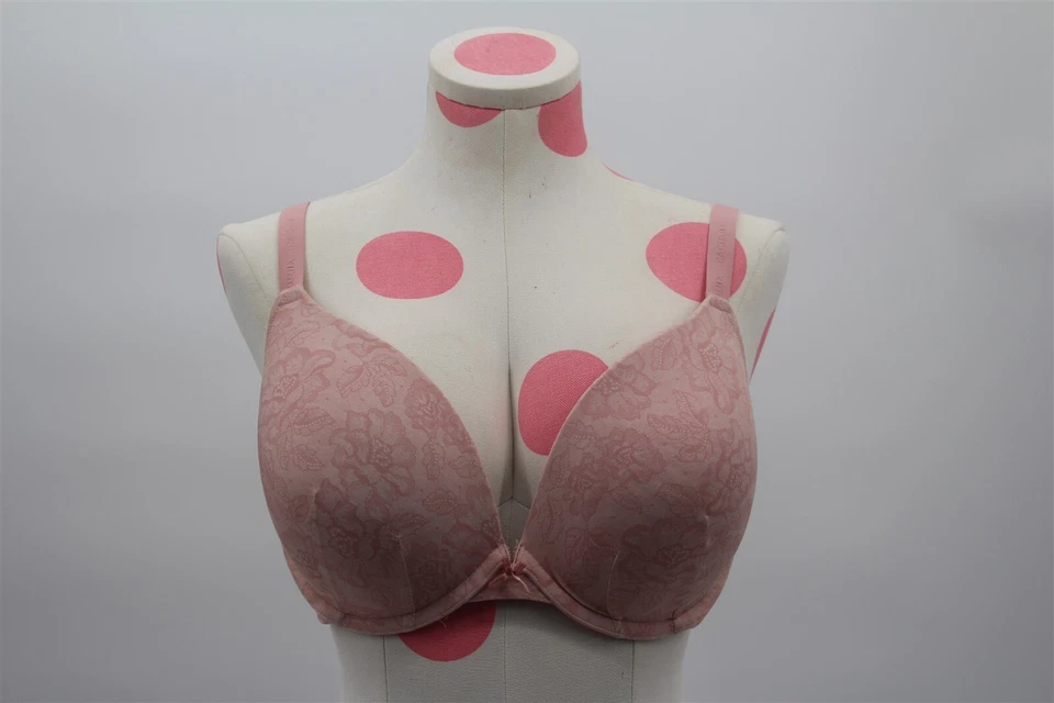 Cacique Smooth Boost Plunge 40D Floral Pink Cleavage Enhancing Lane Bryant - Image 1 of 4