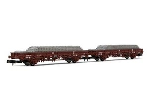 ARNOLD HN6543 SNCF, coffret de 2 wagons plate-formeà 2 essieux "V", chargé de tr - Bild 1 von 1