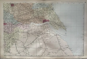 1883 Southeast Yorkshire Hand Coloured Original Antique County Map by G.W. Bacon - Picture 1 of 3