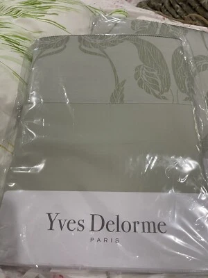 $325 Yves Delorme Francia NUEVO CON ETIQUETAS 1 pieza King Sábana Plana Algodón Orgánico Satén Complice  Foto 1 de 4