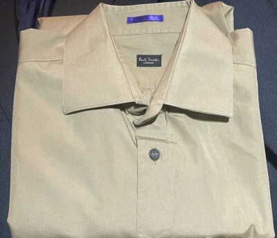 PAUL SMITH ~CAMISA DE TRABAJO/NEGOCIOS CAQUI DISEÑADOR INTELIGENTE LONDRES REINO UNIDO 16 UE 41 Foto 1 de 4