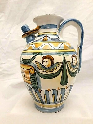 Antico,orcio,versatoio. Sec.XIX°. Doccia .No Montelupo,Faenza,Deruta,Castelli. - Immagine 1 di 4