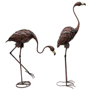 2x Willow & Silk 116cm & 77cm Flamingos/Bird Garden/Patio Decor Figurine/Statue - Picture 1 of 4