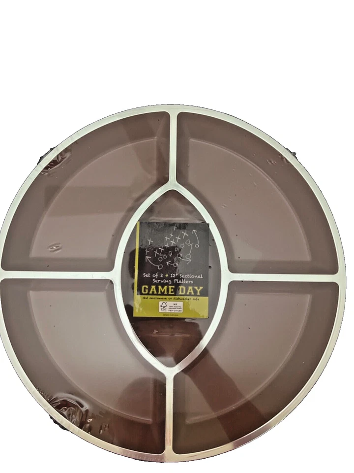 FOOTBALL Game Day Disposable 12” Sectional Serving Tray Set of 2 NIP - Image 1 of 1