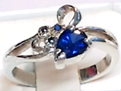 Blue Lab Sapphire Size 8.5 Ring 925 Sterling Silver USA Made - Image 1 of 4