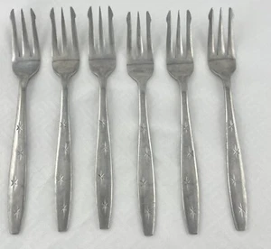 Oyster Forks Made In Japan Stainless Steel Set Of 6 Star Print Handle - Picture 1 of 5