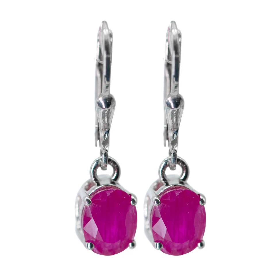 Handmade Natural Indian Ruby 925 Sterling Silver Earring Jewelry Gift - Image 1 of 3