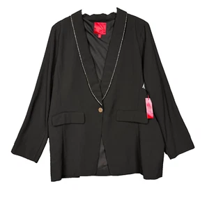 Jennifer Lopez Blazer Womens XXL Black Jacket Metal Caviar Trim Urban Career NWT - Picture 1 of 12