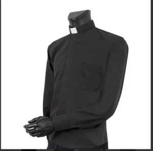 CLERGY CLERICAL CATHOLIC PRIEST SHIRT LONG SLEEVE COTTON BLEND MADE IN ITALY - Picture 1 of 5