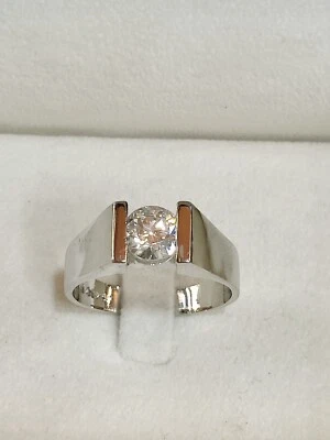 2Ct Moissanite Men's Solitaire Engagement Ring 14k White Gold Plated - Image 1 of 4