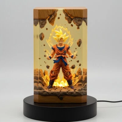Lámpara LED de resina Goku - Luz nocturna Dragon Ball Z hecha a mano - Alimentada por USB Foto 1 de 4