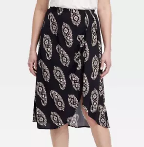 NWT Knox Rose Multicolor Plus Size 3X Skirt Knife Pleats Faux Wrap Elastic Waist - Picture 1 of 7