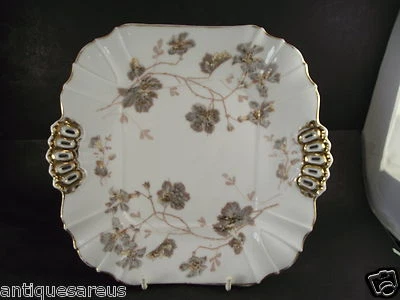 ANTIGUO PLATO DE GALLETAS PARA PASTELES DE 2 ASAS LEONARD AUSTRIA VIENA CON ORO ALGO VIEJO Foto 1 de 4