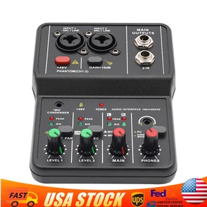 2Channel Mini Audio Mixer Bluetooth USB DJ Sound Mixing Console Amplifier Studio - Picture 1 of 15