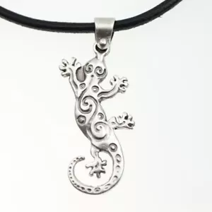 Gecko Anhänger 5*9 cm, Reptil Eidechse Metall Anhänger Antik Silber Schmuck - Bild 1 von 3