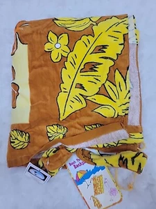 Vintage 70s Backpack Beach Towel Yellow Orange Large With Original Tags - Picture 1 of 19