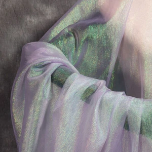 Shimmer Laser Gradient Organza Fabric Mesh Net Dress Clothing Sewing Crafts - Picture 1 of 31