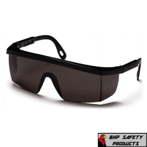 12 PAIR PACK Protective Safety Glasses Grey Lens Adjustable Temple Eyewear Work - Picture 1 of 4