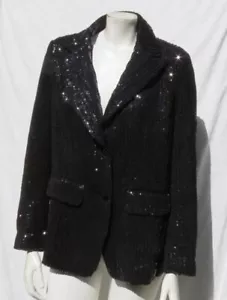 $268 BEREK US Mujer’s Talla M Negro Lentejuelas Chaqueta Blazer Top Noche Fiesta Año Nuevo - Imagen 1 de 8