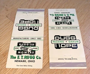 2- E.T. RUGG CO. MOWERS Matchbook Covers NEWARK OHIO - Picture 1 of 7