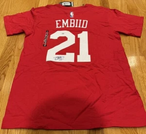 NBA Philadelphia 76ers Joel Embiid Adidas Signed Jersey Tshirt Psa Coa - Picture 1 of 7