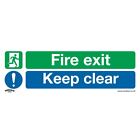 Worksafe Safety Sign - Fire Exit Keep Clear - Rigid Plastic - Pack of 10