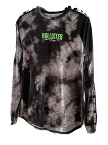 Hollister Los Angeles Men's Long Sleeve Tye Dye Graphic T-Shirt Curved Hem Sz M - Picture 1 of 5