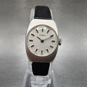 VTG Zodiac Watch Women 19mm Silver Dial Gold Plated Manual Wind Runs - Picture 1 of 14