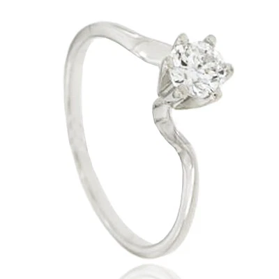 Anello solitario valentino argento 925 rodiato con zircone bianco mm 6 ct.1,10 - Immagine 1 di 2