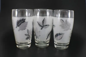 Libbey SILVER LEAF Flat Tumbler set of 3 Mid-Century 12-ounce - Picture 1 of 8