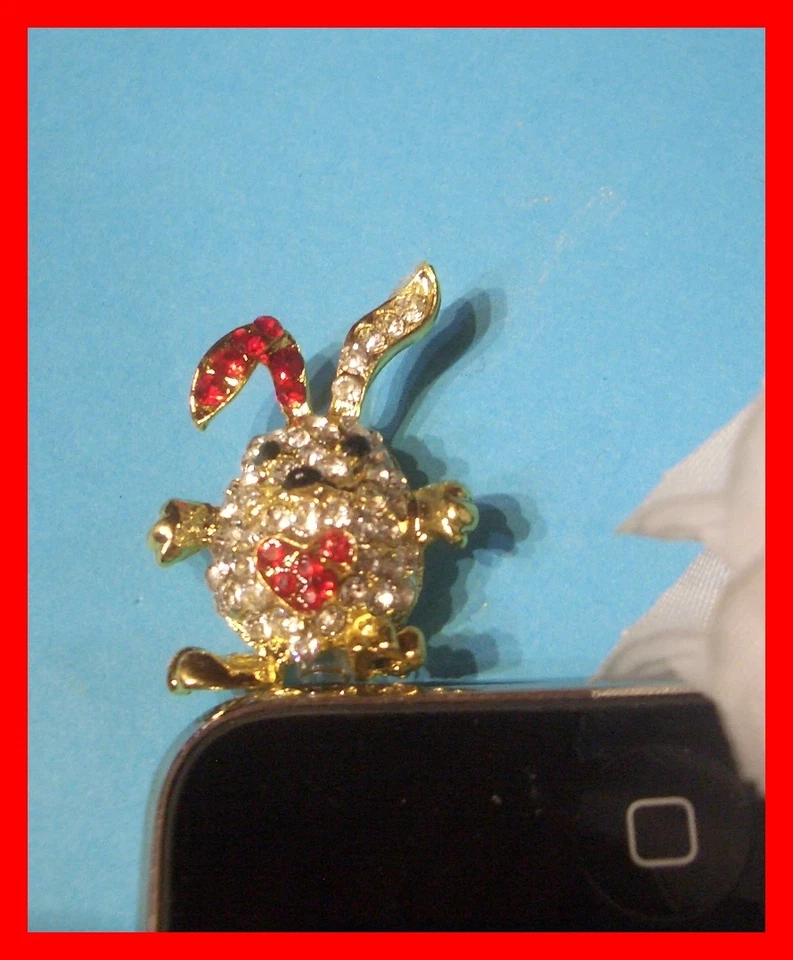 Edler Strass Hase Bunny Handy Smartphone Staubschutz Stöpsel Stecker NEU (D274) - Bild 1 von 1