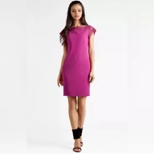 Emilio Pucci $981 Bateau Neckline Mini Dress Sz Small pink Lace Bodycon designer - Picture 1 of 5
