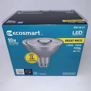 EcoSmart 90W Equivalent 12W LED PAR38 Light Bulb 2Pk Bright White 1000 Lumens - Picture 1 of 5